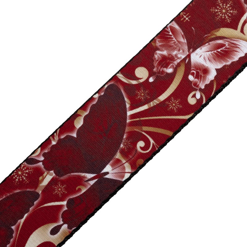 Levy's Leathers 2" Wide Polyester Guitar Strap with Genuine Leather Ends; Red Butterfly Motif (MPD2-027) - Image 4